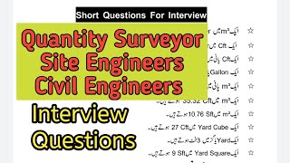 Civil Engineer Important Interview Questions  QS interview questions in urdu [upl. by Moss365]