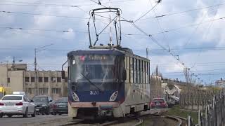 Darnitsa tram depot Tram K1 Singletrack overpass switch and siding Kyiv Ukraine [upl. by Brindle]