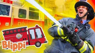 Blippi  Blippi Fire Station Educational Videos for Toddlers  Fire Trucks  Fire Station [upl. by Tarrant386]