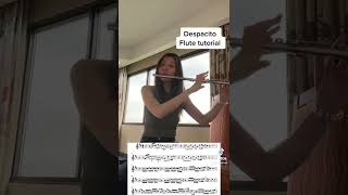 Despacito Luis Fonsi Flute tutorial  sheet music [upl. by Nnylyam]