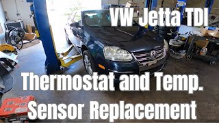 VW Jetta TDI Thermostat and Coolant Temp Sensor Replacement [upl. by Ellicec481]