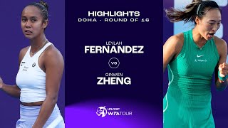 Zheng Qinwen vs Leylah Fernandez  2024 Doha Round of 16  WTA Match Highlights [upl. by Raffo]