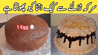 1 egg chocolate sponge cakeBirthdaycake without ovenSupermoist cake recipehow to make cakeruqaya [upl. by Keheley40]