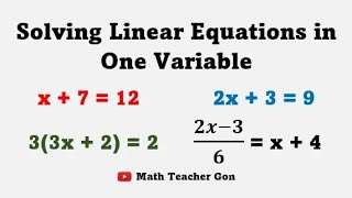 Solving Linear Equations in One Variable  Grade 7 Math MathTeacherGon [upl. by Swinton575]