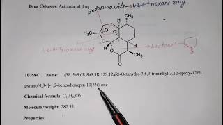 ArtemisininEndoperoxide124trioxane deriAntimalarial drugDiploma in pharmacyPharma chemistry [upl. by Kiyoshi]