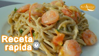 Como hacer PASTA CON CAMARONES 🦐 Receta FACIL y RAPIDA [upl. by Goddord]