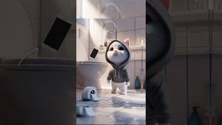 Kitten drops the iPhone in the toilet youtubeshorts shorts cat pug funny [upl. by Utham]