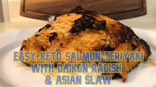 خوشمزه ترین دستور پخت ماهی سالمون  Keto Low Carb Teriyaki Salmon with Daikon Radish and Asian Slaw [upl. by Gnuj]