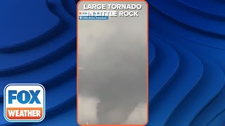 Large Tornado Seen Moving Through Little Rock AR [upl. by Inafets81]