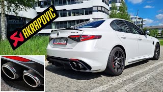 Alfa Romeo Giulia Quadrifoglio Akrapovic Exhaust Sound 4K  Revs Cold Start Acceleration [upl. by Oakleil42]