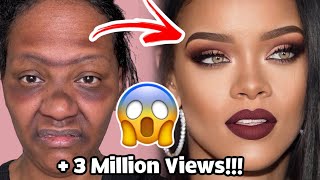 Makeup Transformation Rihanna Cirugía Plástica 😳 makeuptutorial [upl. by Ramilahs]