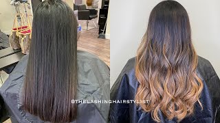 Before and after modern balayage work clip thelashinghairstylist [upl. by Andy389]