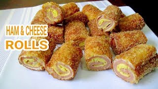 How to make Deep Fried Ham and Cheese Rolls  Ham and Cheese Bread Rolls [upl. by Neelyaj]