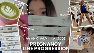 2 week wait symptoms vlog amp Pregnancy Line progression 9 16 dpo [upl. by Chastain]