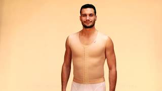 How to properly put the postoperative LIPOELASTIC® male vest with front hooks on [upl. by Marguerita]