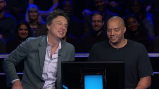 Zach Braff amp Donald Faison Take a Seat in the Who Wants to Be a Millionaire Hot Seat [upl. by Haimerej]