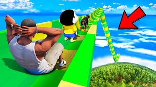 SHINCHAN AND FRANKLIN TRIED THE LONGEST WATER SLIDE FROM SKY IN GTA 5 [upl. by Nnairek]