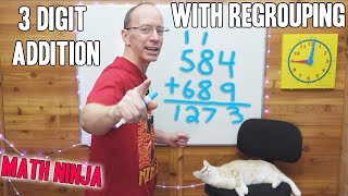 3 Digit Addition with Regrouping for 1st 2nd and 3rd Grade Math Lesson [upl. by Ahsaeym]