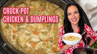 Easy Crock pot chicken and dumplings Recipe  With Secret Ingredient [upl. by Cyna]