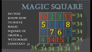 Magic Square of order 4 [upl. by Murat]