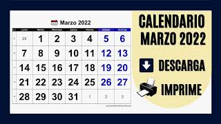 CALENDARIO MARZO 2022 PARA IMPRIMIR Y DESCARGAR GRATIS [upl. by Rexfourd]