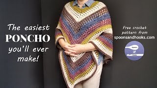 The easiest poncho youll ever make crochet pattern [upl. by Nivrae]