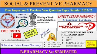 Social amp Preventive Pharmacy  Solution  Previous year question with Important Solution  202223 [upl. by Midian]