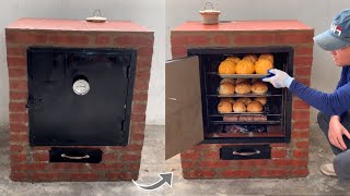 How to build a with an oven on another level from a mixture of cement clay and red brick [upl. by Ailey]