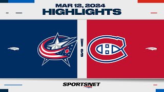 NHL Highlights  Blue Jackets vs Canadiens  March 12 2024 [upl. by Brittany]