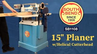 SB1108 15quot 3HP Planer with Helical Cutterhead  South Bend [upl. by Kreg]