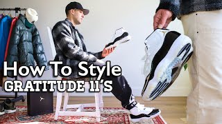 How To Style Air Jordan 11 quotGRATITUDEquot  ON FEET W Outfits [upl. by Trilbee]