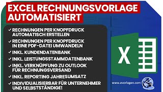 Excel Rechnungsvorlage Tutorial Anleitung  Rechnung automatisiert und schnell erstellen [upl. by Whitcher]