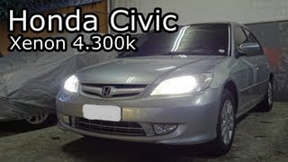 Honda Civic  Xenon 4300K  INSTALAÇÃO [upl. by Ahsinotna]