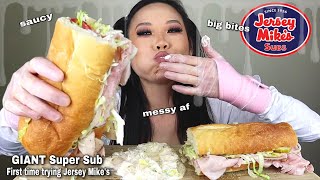 JERSEY MIKES MUKBANG big bites Giant Super Sub EATING SOUNDS ASMR [upl. by Aifas]