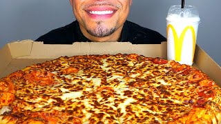 Costco Cheese Pizza McDonalds Oreo McFlurry Mukbang BIG Bites Challenge Review Recipe Jerry Sounds [upl. by Narad]