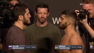 UFC Fight Night Russia Islam Makhachev and Arman Tsarukyan Weigh in [upl. by Akenehs]