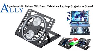 ALLY Ayarlanabilir Taban Çift Fanlı Tablet ve Laptop Soğutucu Stand [upl. by Kliment938]