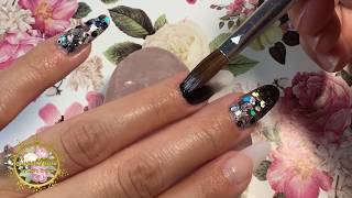 CAVIAR en Uñas de Acrilico Negras con Plata [upl. by Hueston329]