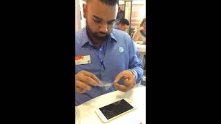 Unintentional ASMR Employee applying screen protector [upl. by Ulric]