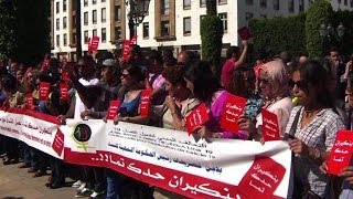 Morocco women protest PMs stay at home speech [upl. by Suzi888]