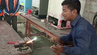 How to make oxyacetylene flame amp brazing copper tube  Copper Tube Welding [upl. by Xanthe170]