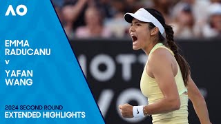 Emma Raducanu v Yafan Wang Extended Highlights  Australian Open 2024 Second Round [upl. by Guzel]