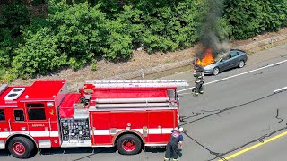 Drone Footage of Route 8 NB Car Fire Ansonia CT 7721 [upl. by Eelanej154]