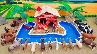 DIY how to make mini Cows Horse Farm Diorama  Cattle Farm  Barn Animal  Farm House [upl. by Anyd]