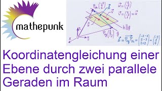 Koordinatengleichung einer Ebene durch zwei parallele Geraden im Raum [upl. by Uyr39]