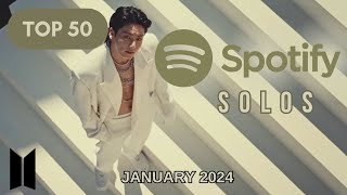 TOP 50 MOST STREAMED BTS SOLO SONGS ON SPOTIFY  January 2024 [upl. by Enohs]