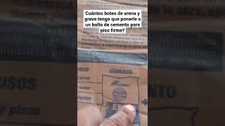 cuántos botes de arena y grava se le pone a un bulto de cemento para piso firme concreto [upl. by Kirst]