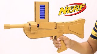 Homemade Nerf War Gun Fully Automatic DIY from Cardboard [upl. by Anihs536]