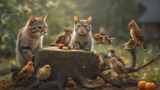 Cat TV Squirrel Picnic  Birds and Squirrels Everywhere ⭐ 24 HOURS ⭐ [upl. by Leasia]