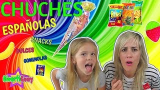 PROBANDO CHUCHES Y GOMINOLAS ESPAÑOLAS  DULCES Y SNACKS ESPAÑOLES  DIVERTIGUAY [upl. by Eisus]